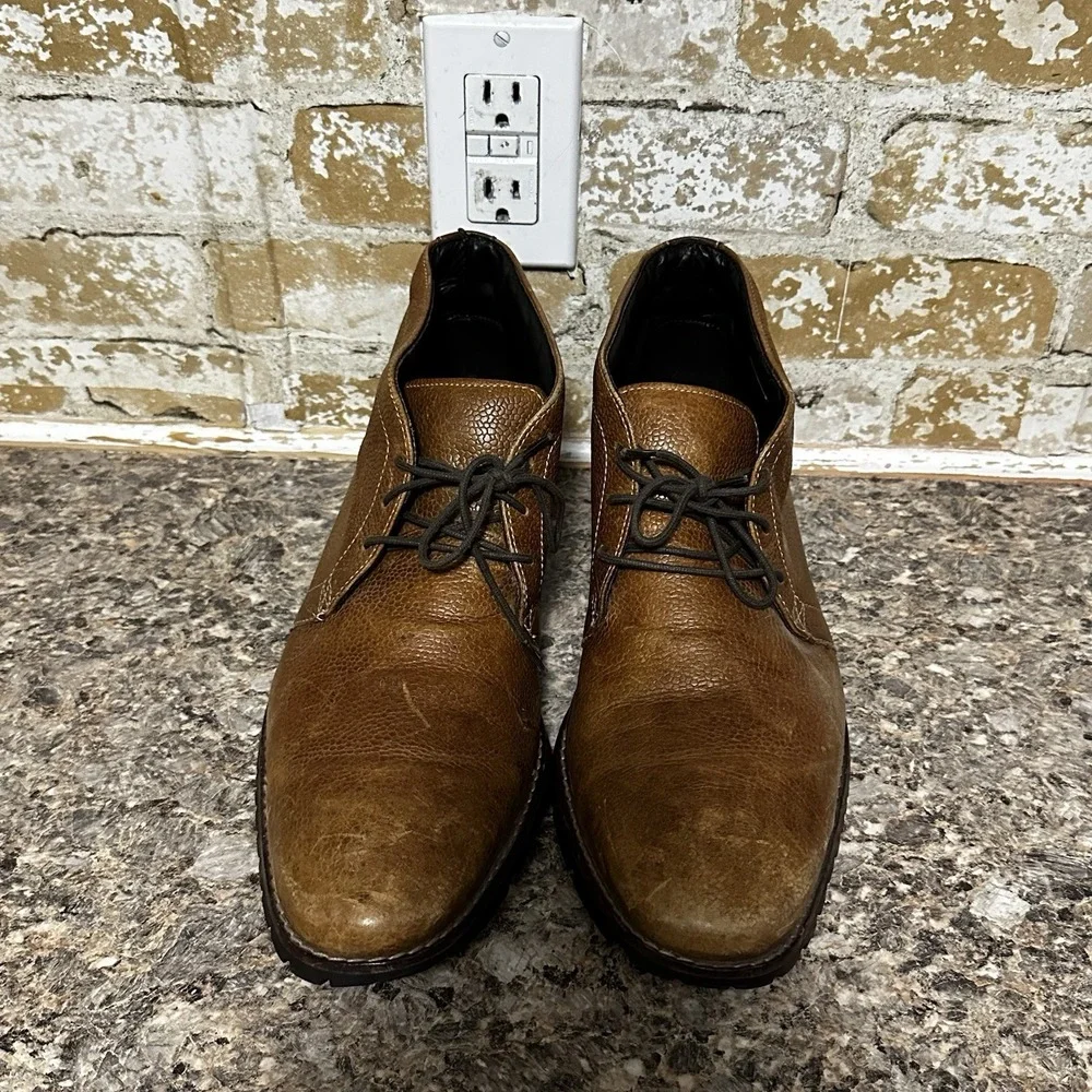 Cole Haan NikeAir Brown Leather Oxford Ankle Boots Men's Size 13M Pebbled READ